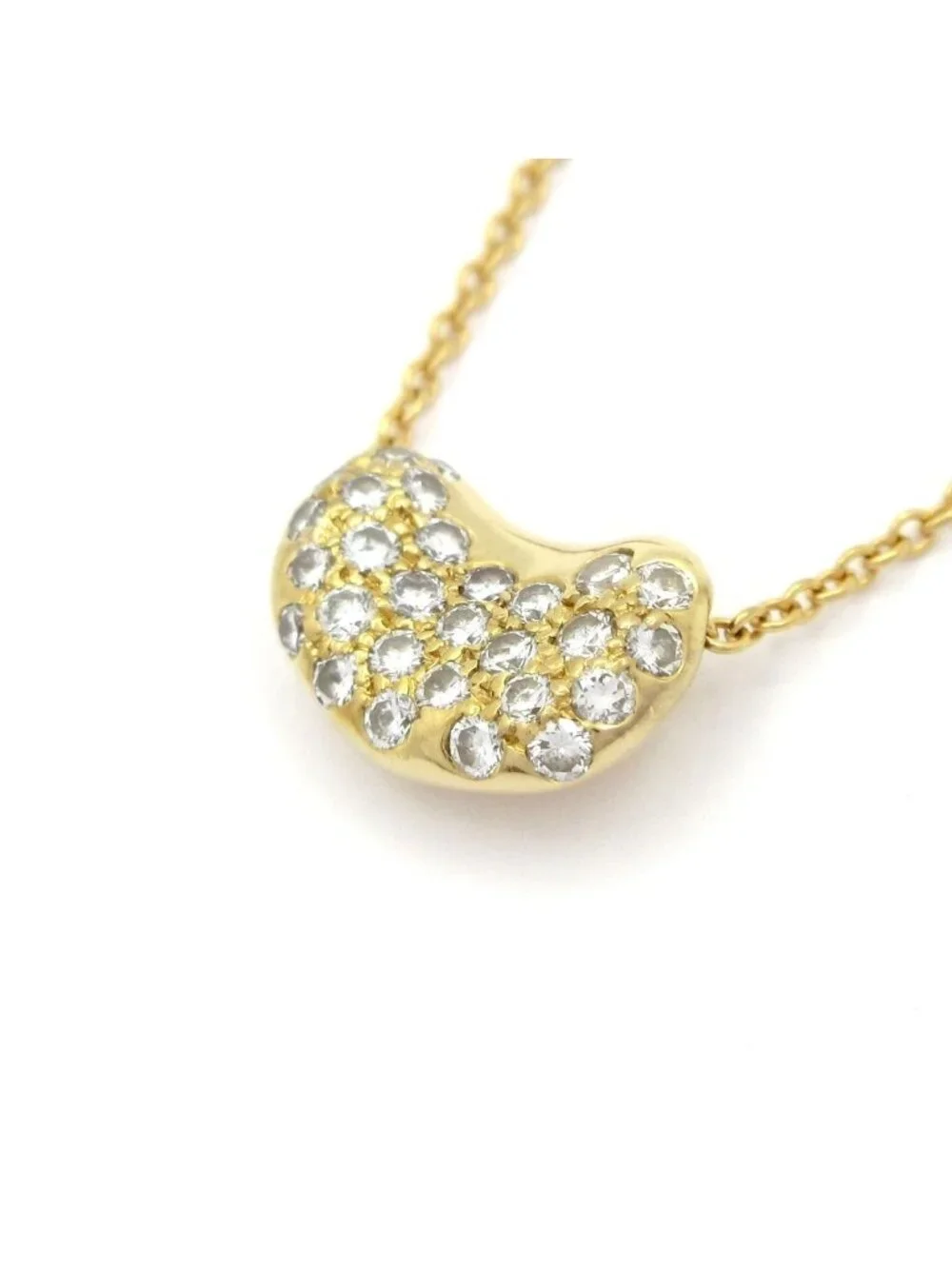 Tiffany & Co Necklace Bean 18k Yellow Gold Diamond